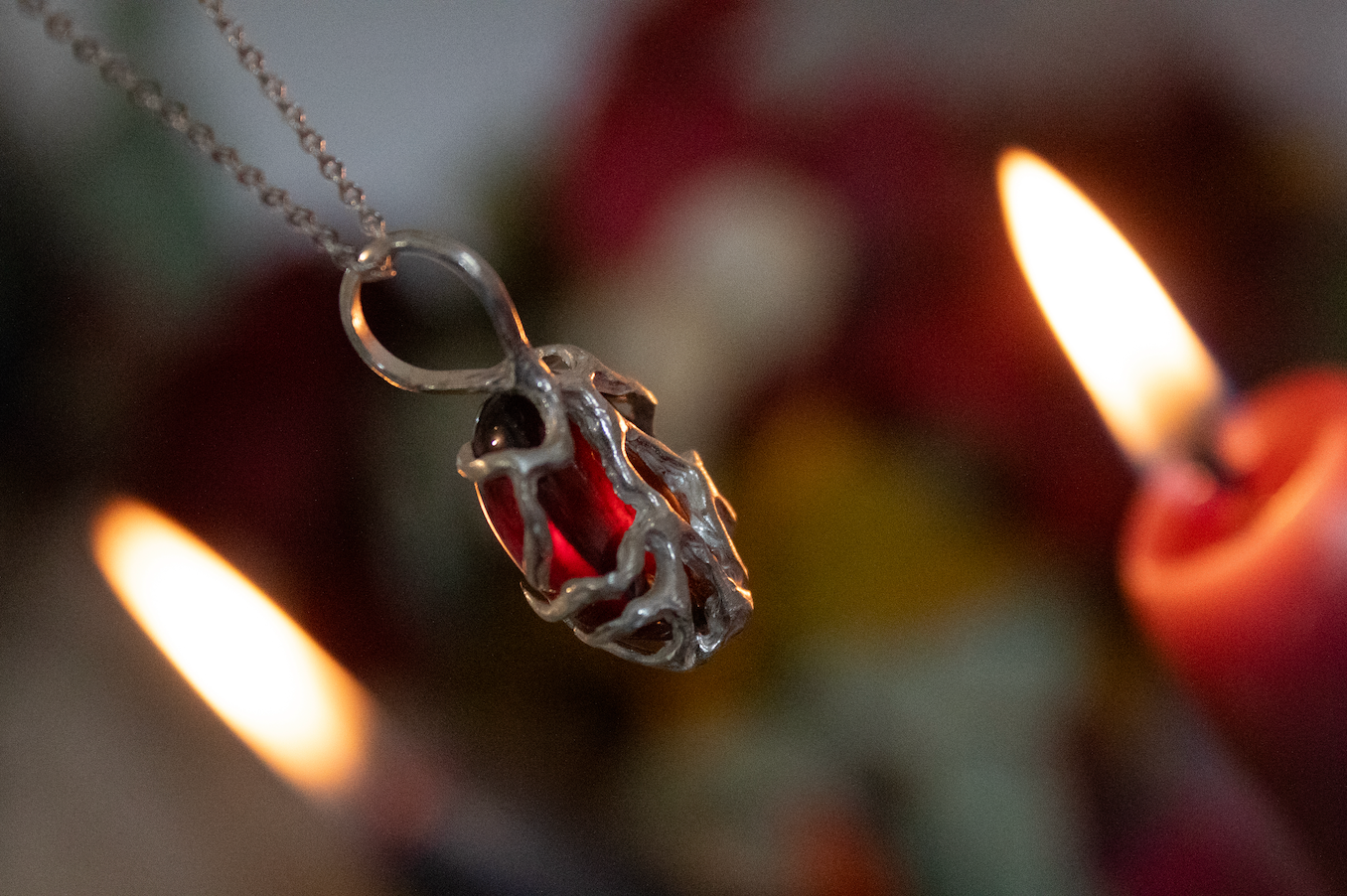 Glow. Hessonite garnet necklace