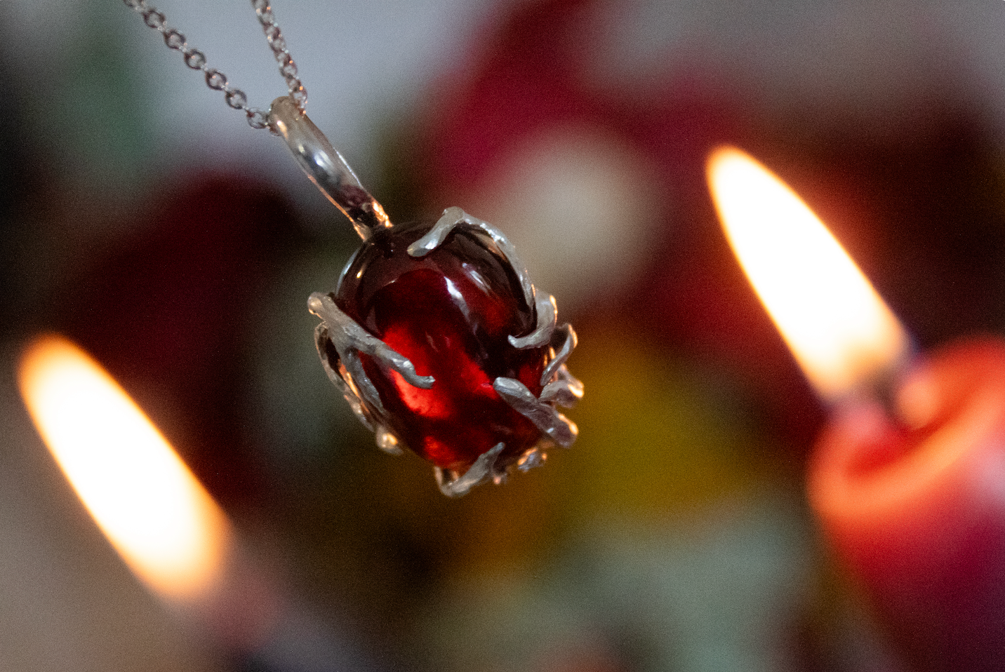 Glow. Hessonite garnet necklace