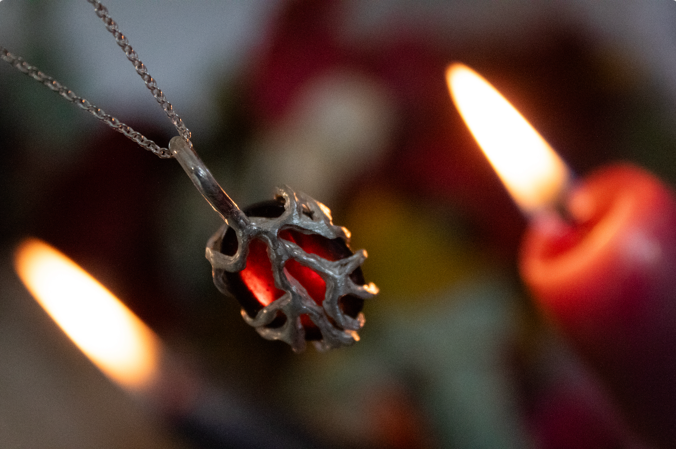 Glow. Hessonite garnet necklace