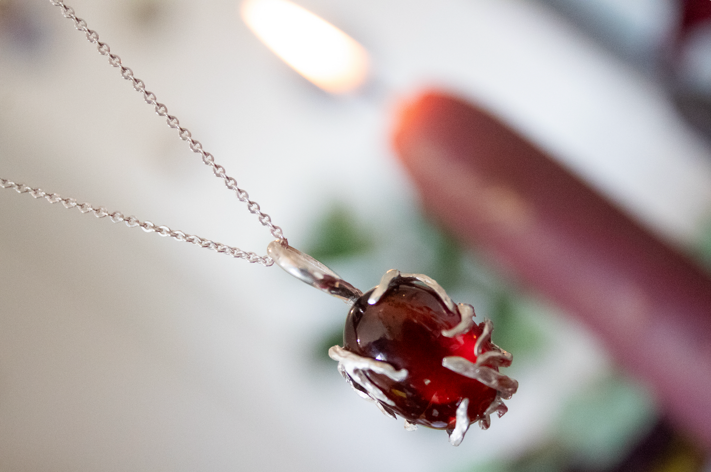 Glow. Hessonite garnet necklace