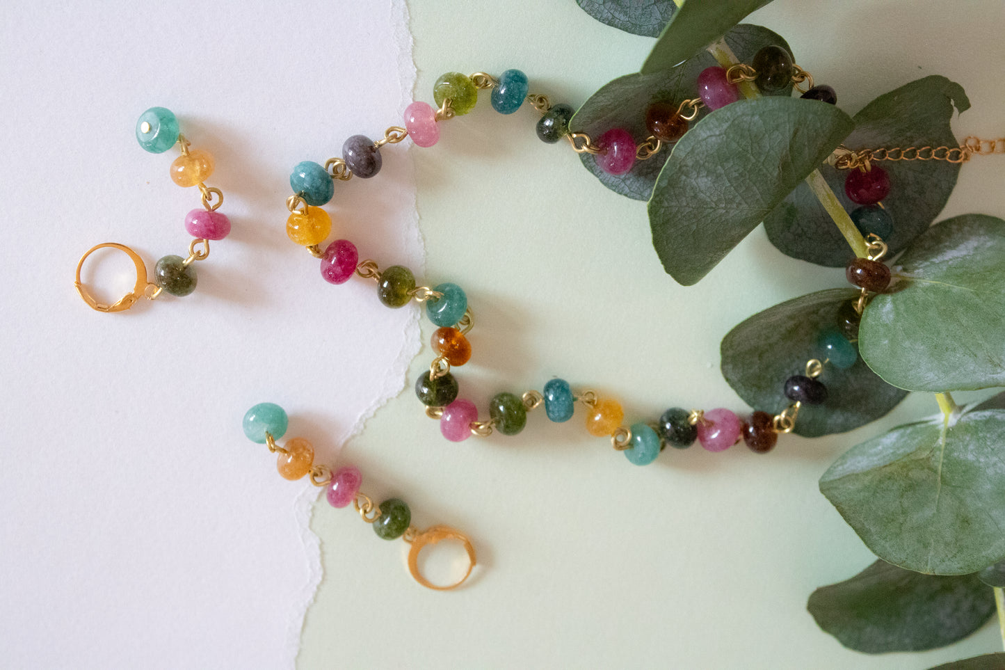 Rainbow. Jade necklace