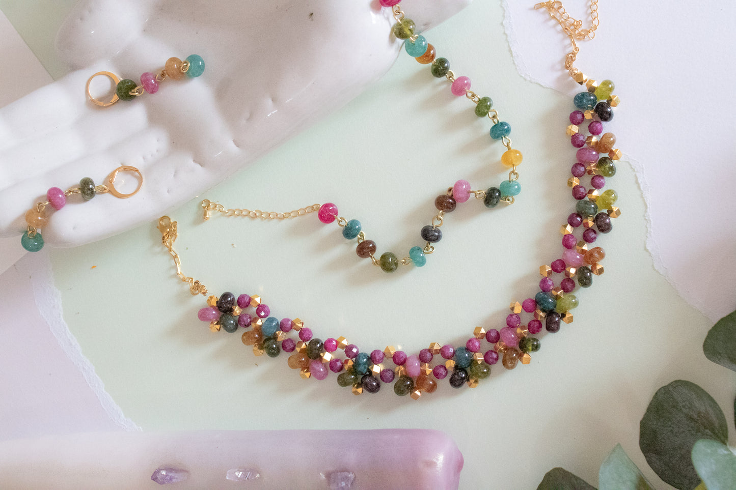 Rainbow. Jade necklace