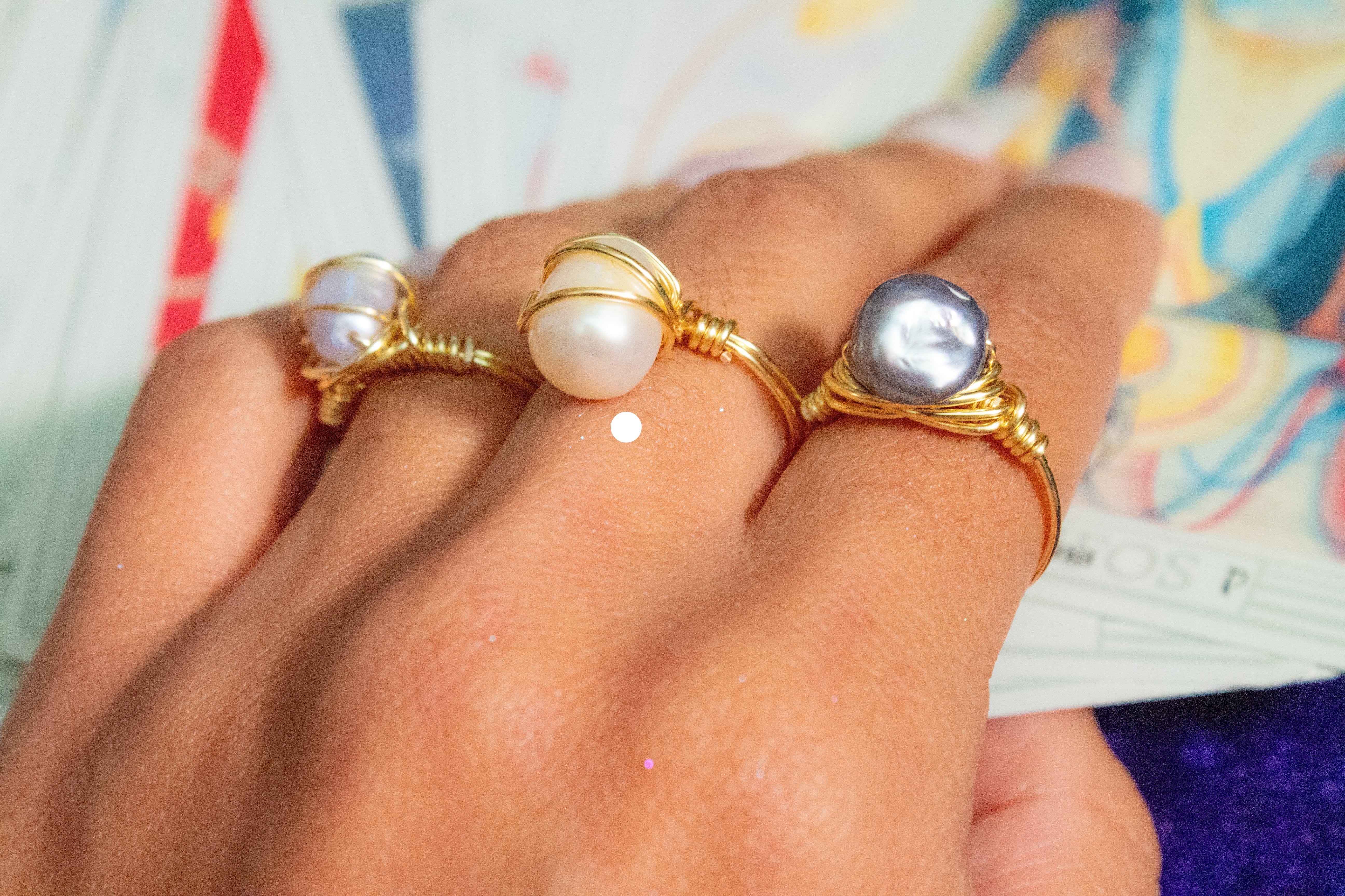 Anillo de oro con perla blanca new arrivals